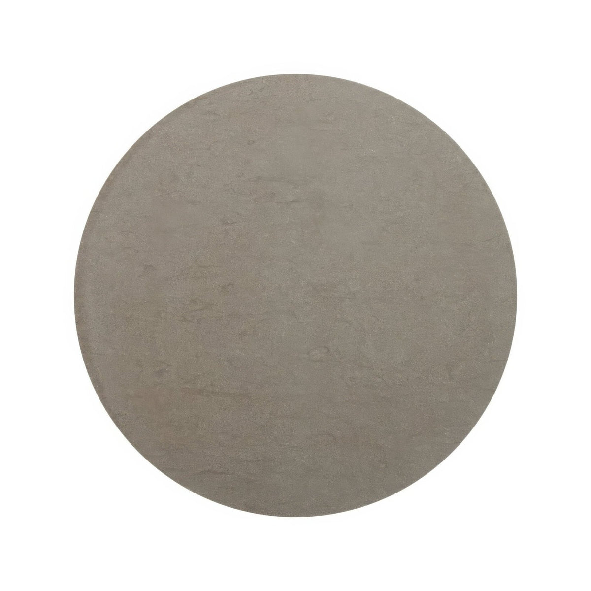 A circular matte gray stone slab with a subtly textured surface from blends castano circle collection
