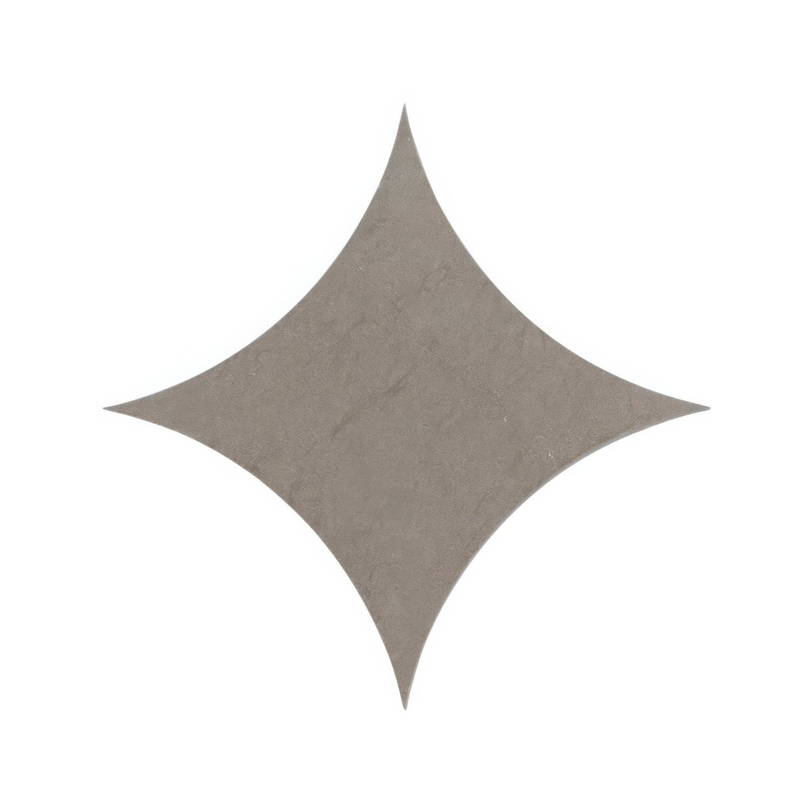 Gray four-pointed star-shaped tile blends castano star with matte finish and subtle texture for wall and floor use