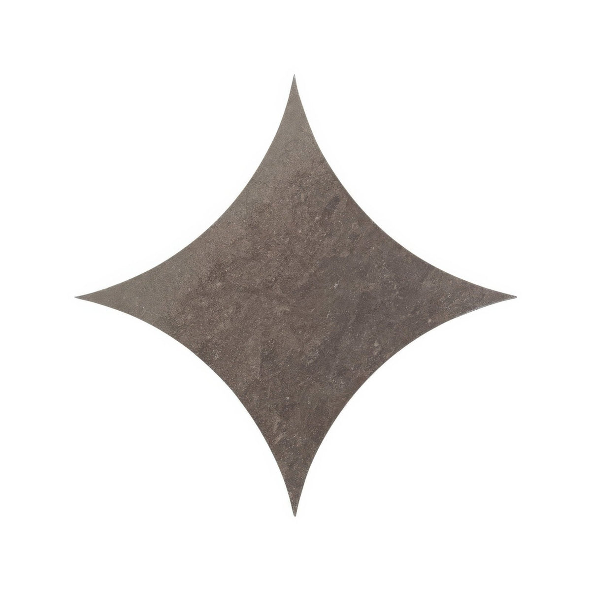A dark gray blends castano star tile with a textured stone-like surface and four pointed star shape