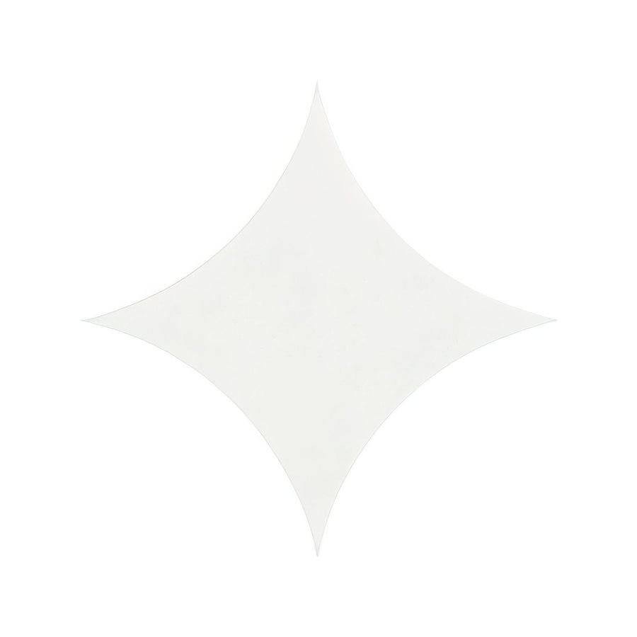 Minimalist white star-shaped ceramic decorative tile with smooth curved edges from blends east hampton star collection
