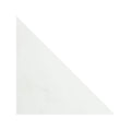 A sleek white triangular tile with a smooth glossy finish from blends east hampton triangle collection