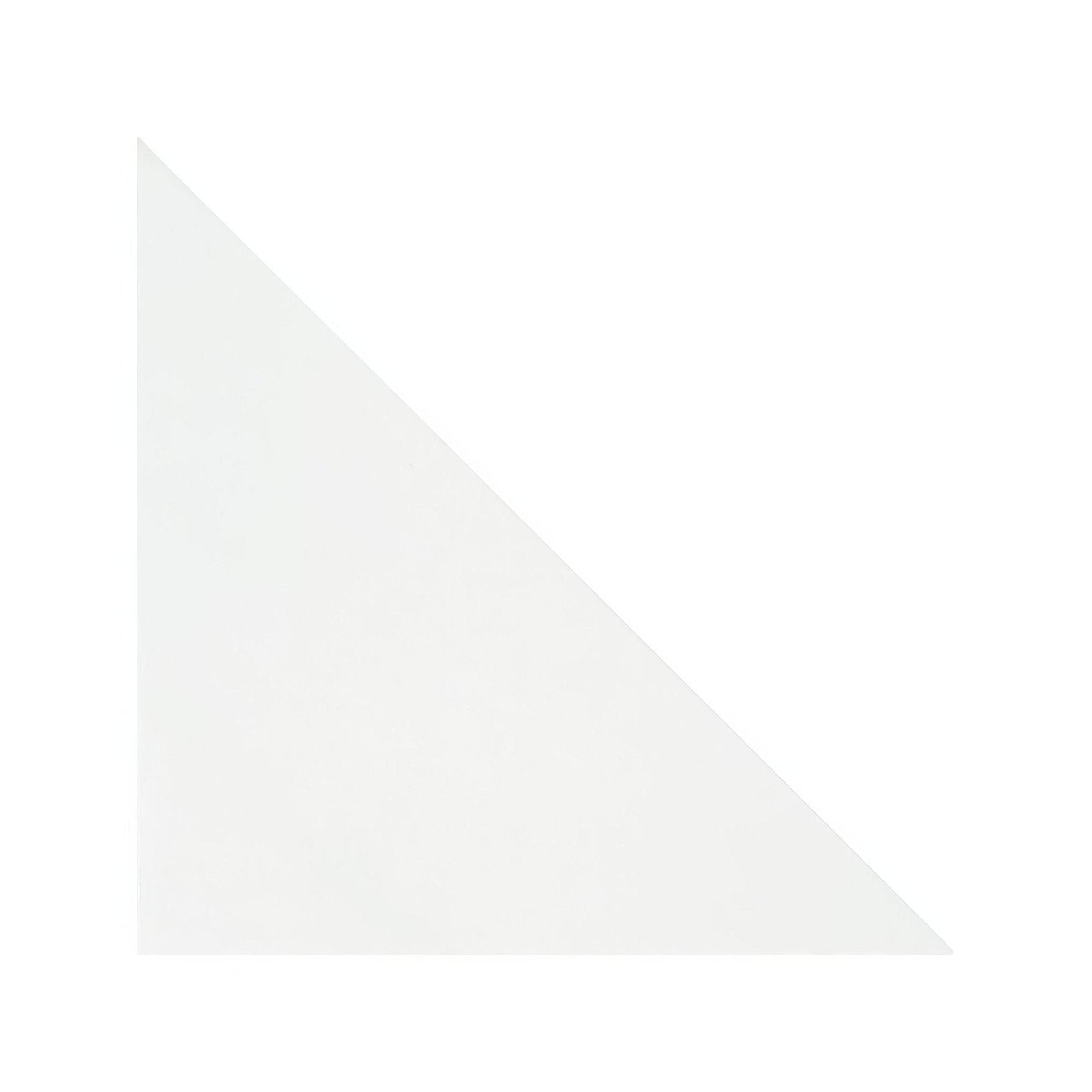 A minimalist white triangular tile with a smooth matte finish from blends east hampton triangle collection