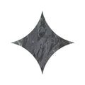 A dark gray four-pointed star-shaped tile with a swirling marble pattern from blends nero star collection