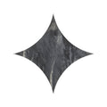 A sleek blends nero star tile with four points and a dark gray marble finish featuring subtle white veining