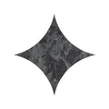 Dark gray marble tile with a four-pointed star shape from blends nero star collection