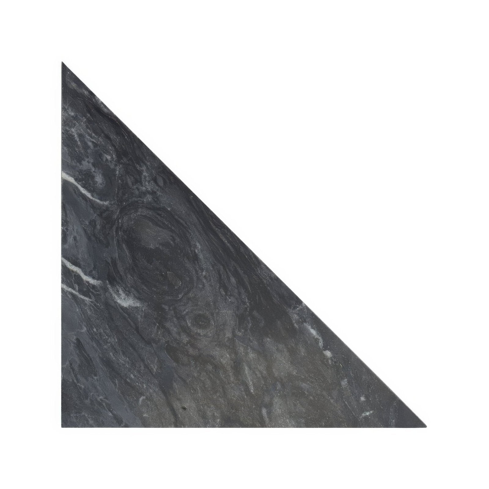 Dark gray marble tile blends nero triangle with swirling white veining for elegant flooring or wall design