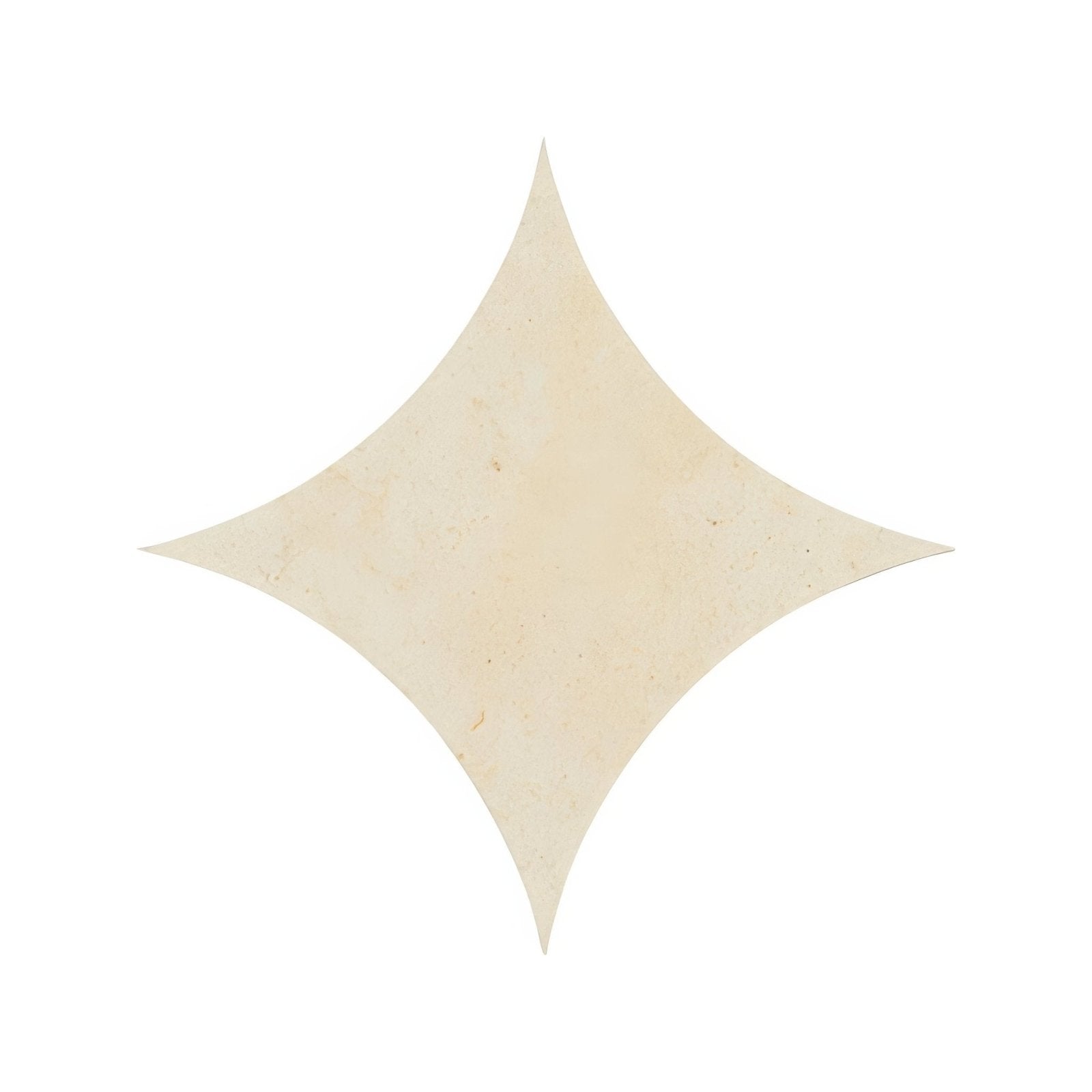 Cream-colored four-pointed star-shaped tile with subtle textured surface from blends tarla star collection