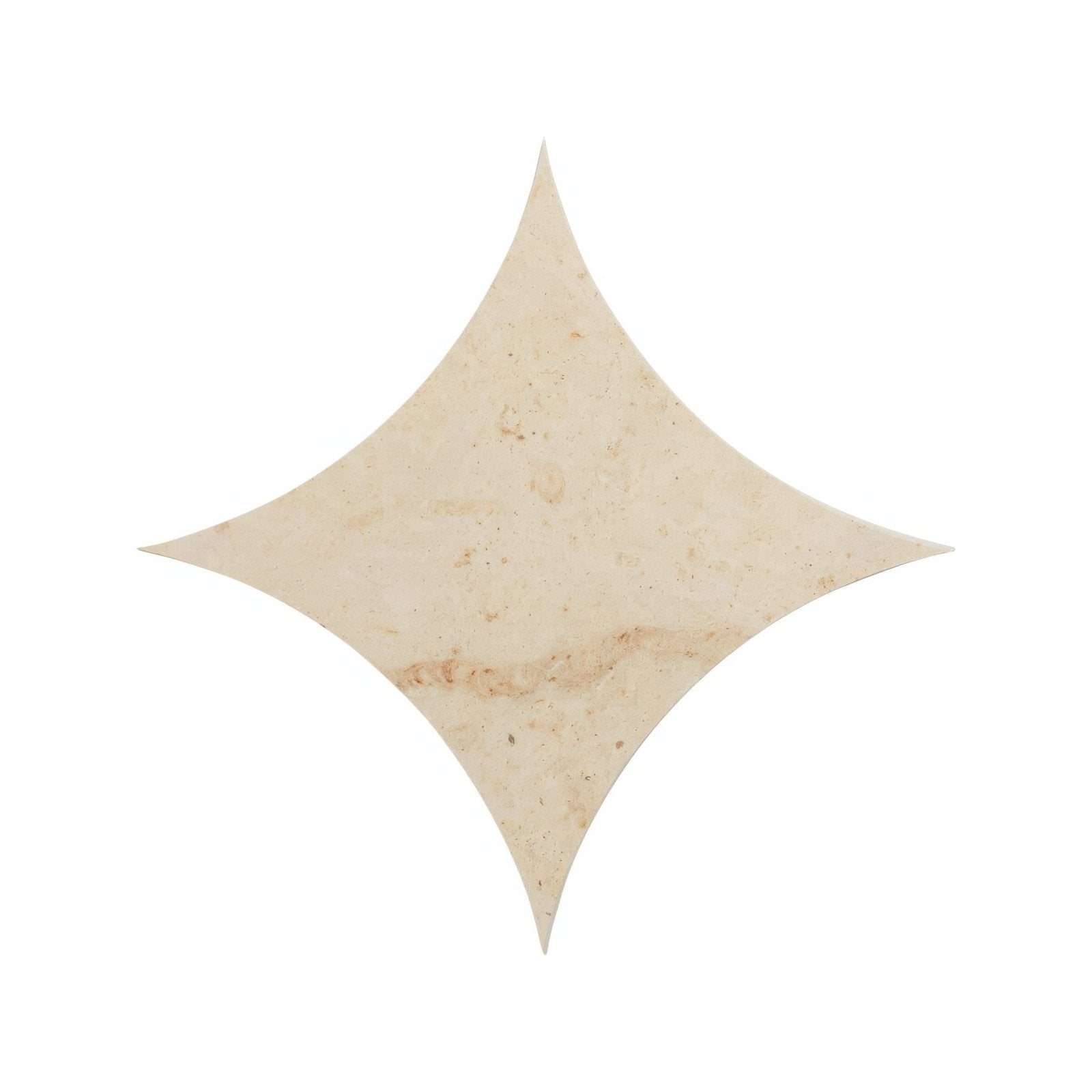 Beige star-shaped stone tile blends tarla star with natural veining and smooth polished surface for flooring and decor