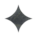 Dark gray marble tile blends verde star with a star-shaped cutout design for decorative flooring and wall accents