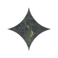 Dark green marble tile blends verde star with star-shaped cutout and subtle veining for elegant interior design