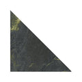 Dark green marble tile blends verde triangle with subtle golden veining for elegant interior design use