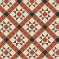 Blenheim black brown red and white terracotta and cream diamond patterned vintage style floor tile with black accents