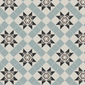 Patterned tile blenheim black dover white and grey with livingstone drop-in featuring light blue black cream diamonds and medallions