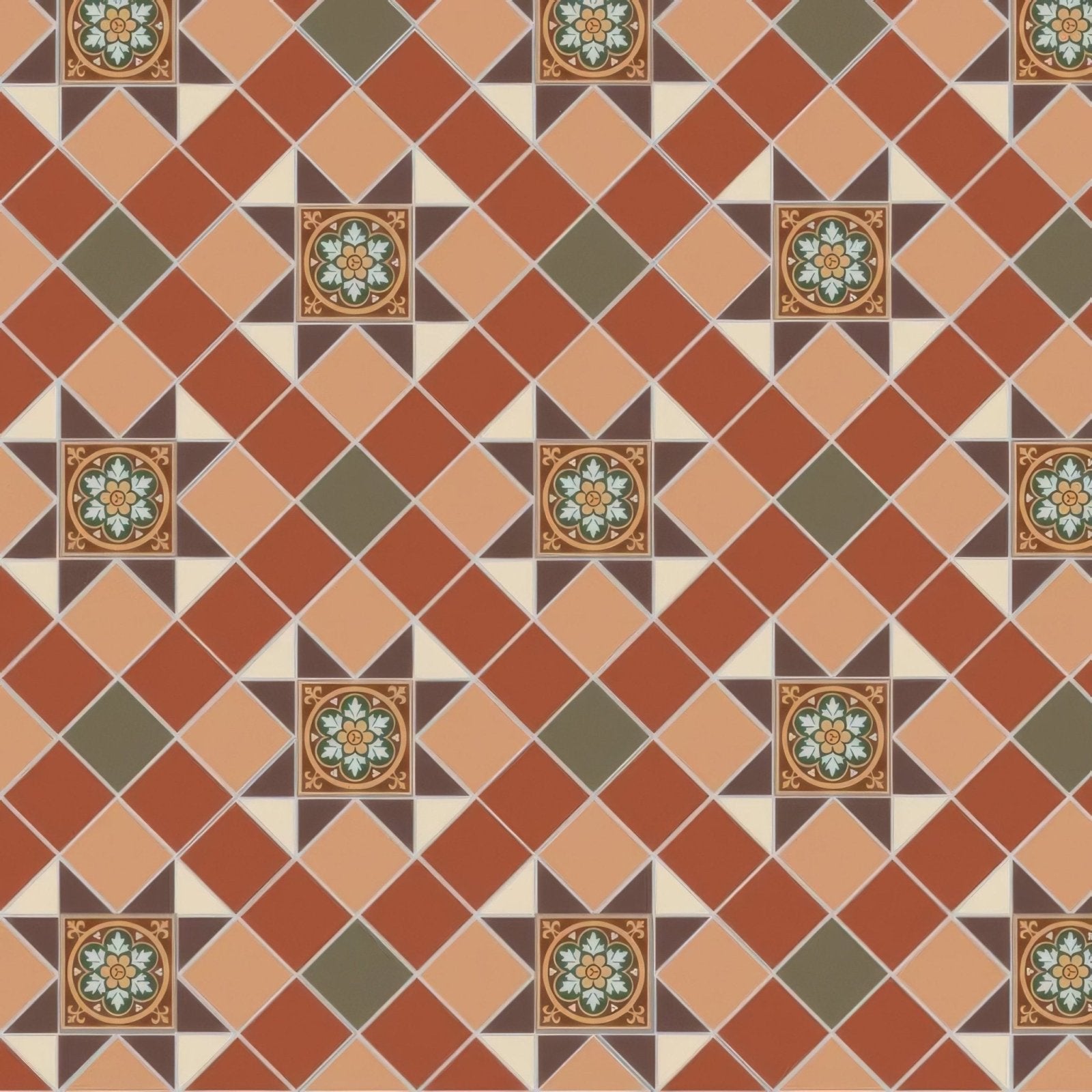 Blenheim Brown, Buff, Green, Red & White with Livingstone Green on Buff