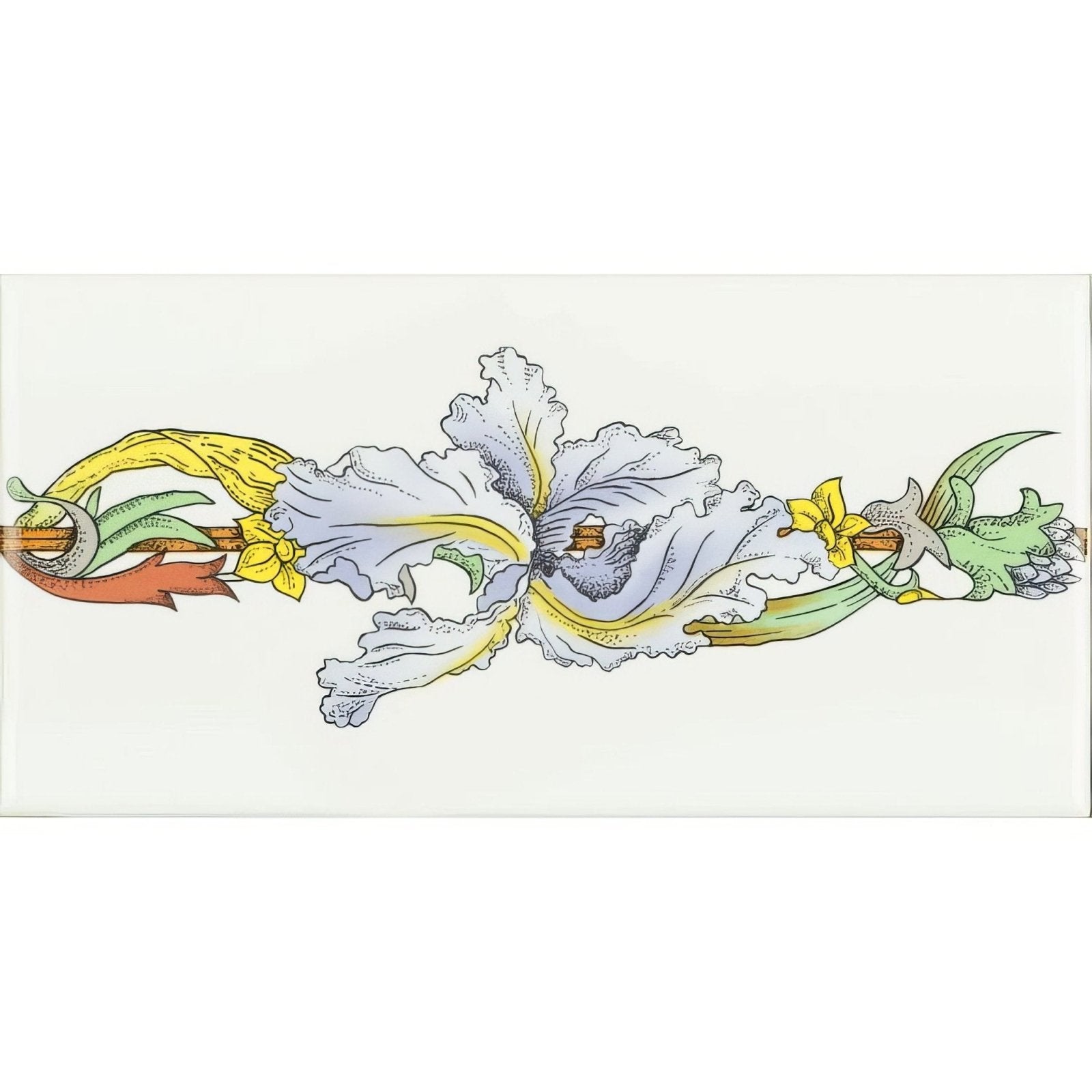 Blue Iris Border (half size) On Brilliant White