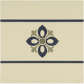 Bohemia Border Dublin, Khaki and Dark Blue on White