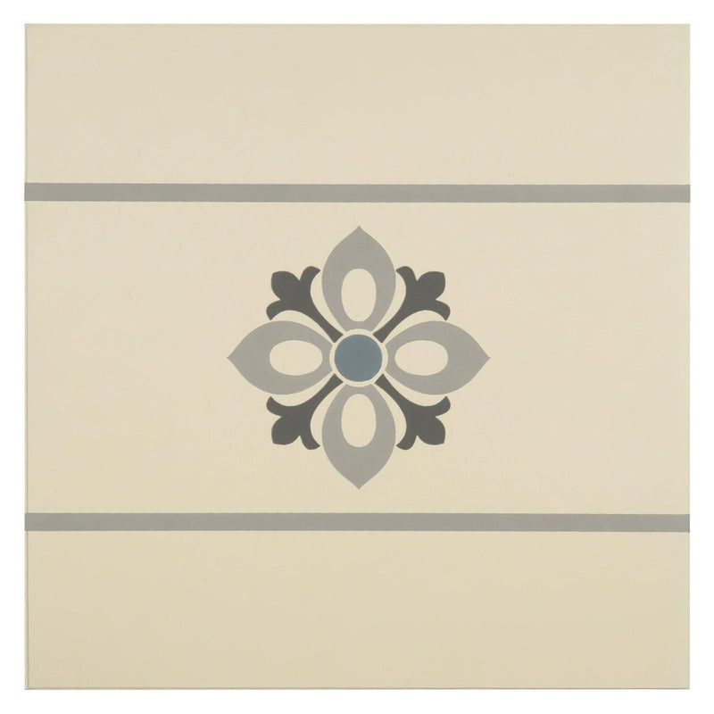 Bohemia Border Light Blue, Light Grey and Dark Grey on White