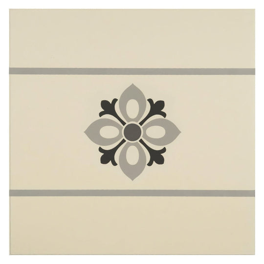 Bohemia Border Light Grey, Dark Grey and Black on White