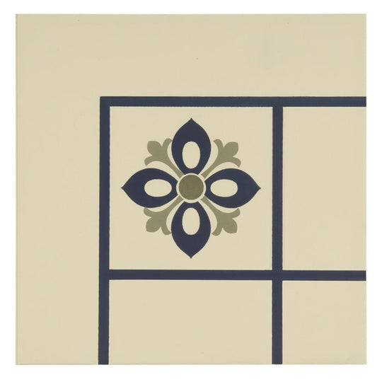Bohemia Corner Dublin, Khaki and Dark Blue on White