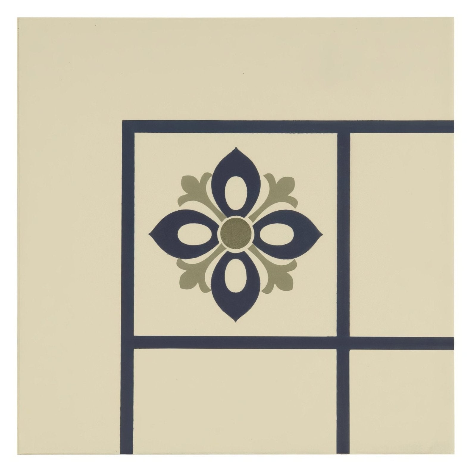 Bohemia Corner Dublin, Khaki and Dark Blue on White