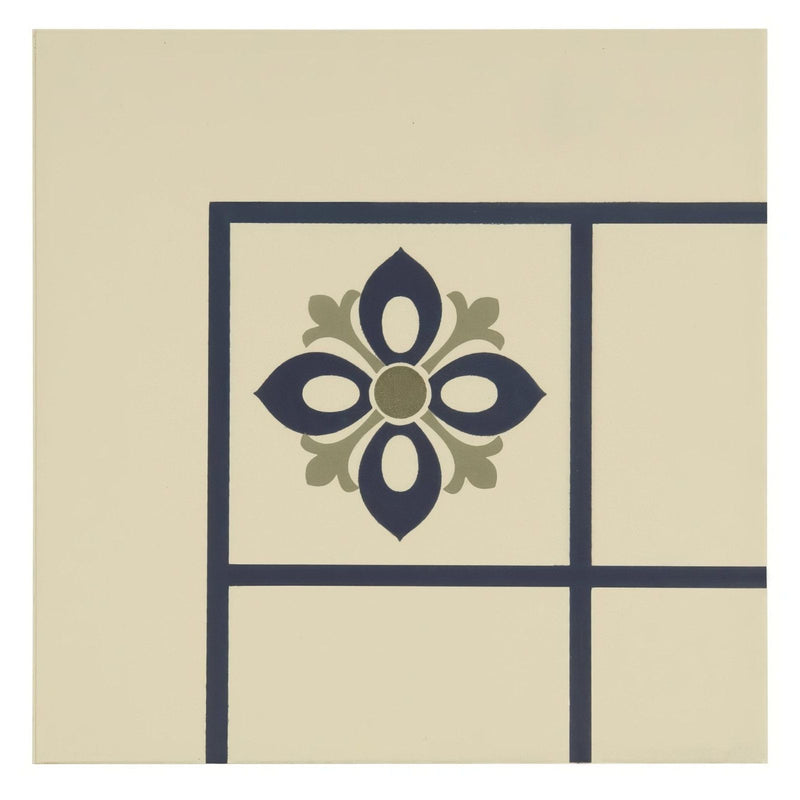 Bohemia Corner Dublin, Khaki and Dark Blue on White