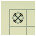 Bohemia corner decorative tile with symmetrical floral design in light grey dark grey black and off-white background