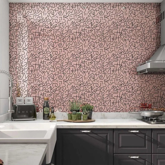 Boho Lines Pink Wall Panel - alternate view