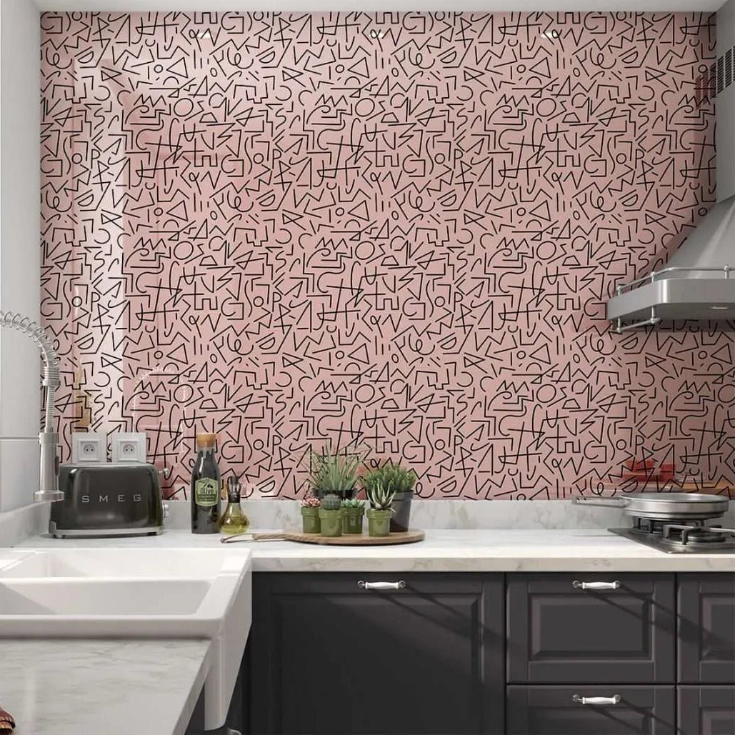 Boho Lines Pink Wall Panel