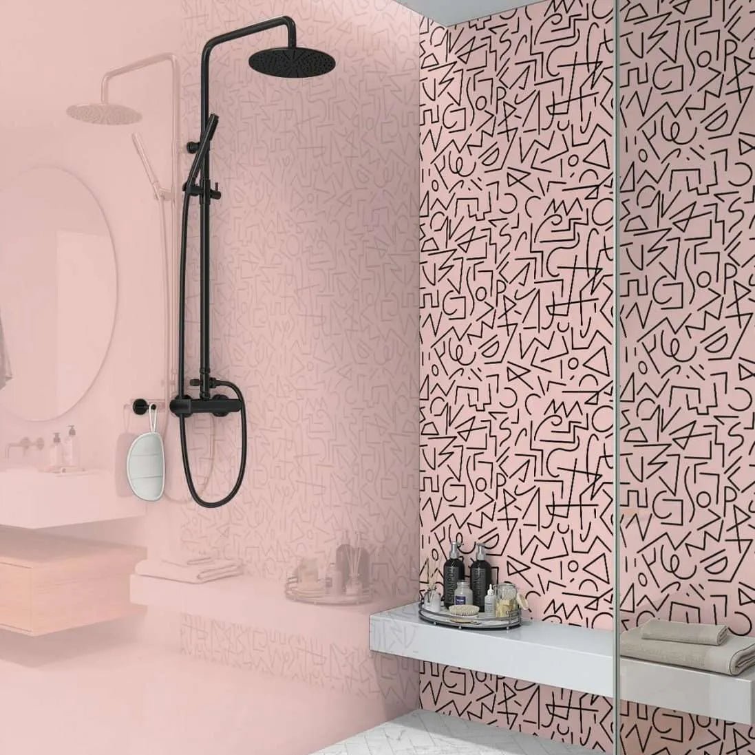 Boho Lines Pink Wall Panel