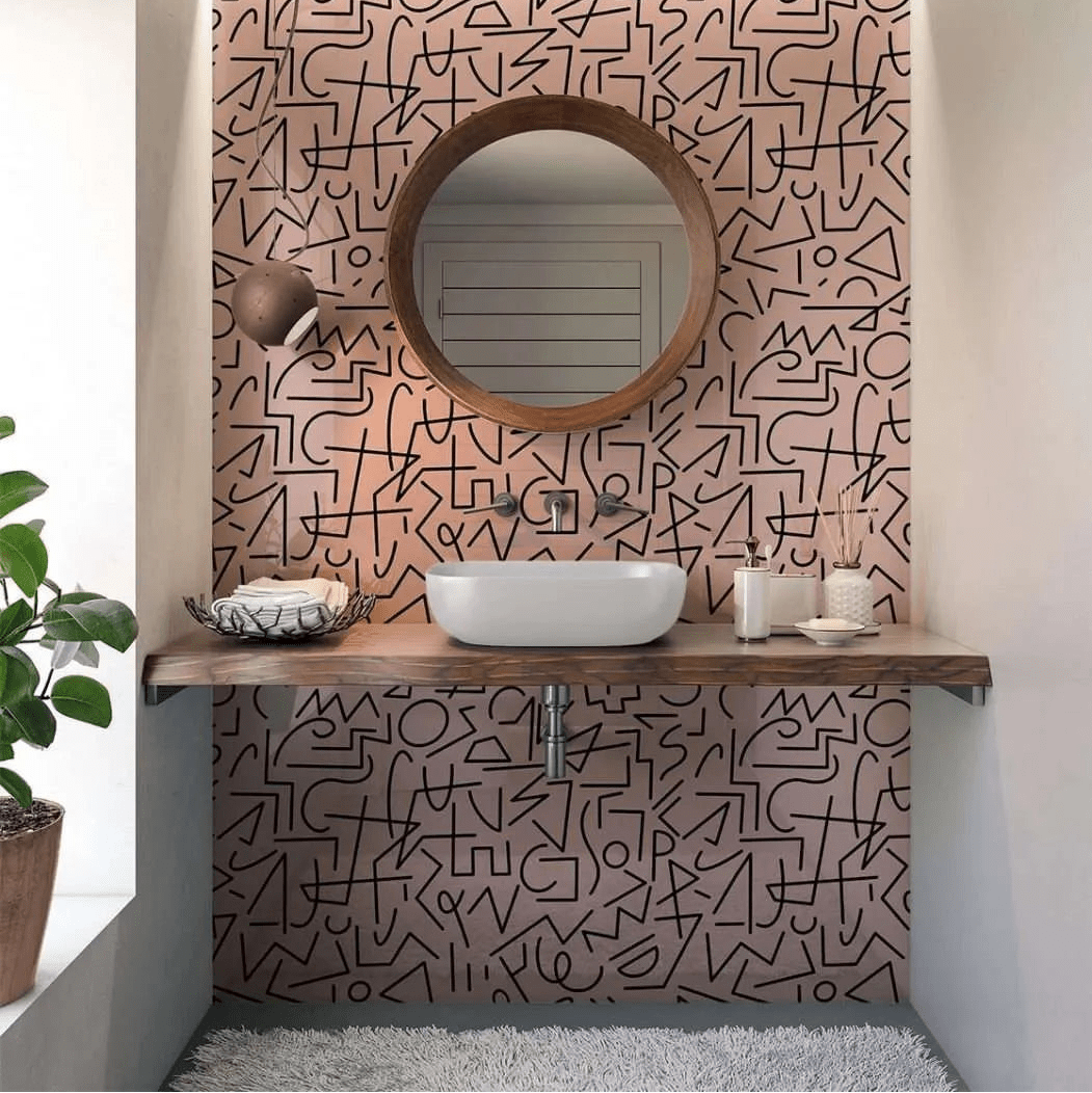 Boho Lines Pink Wall Panel