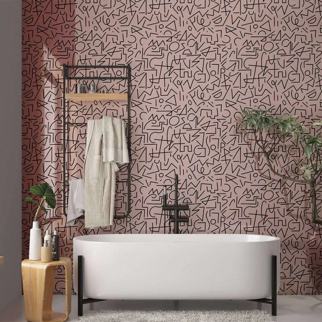 Boho Lines Pink Wall Panel pink patterned bathroom wall panel