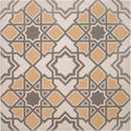 Beige and gray geometric patterned tile with star-shaped motifs in bolero yellow stone on chalk finish