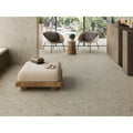 Beige textured terrazzo floor tiles boost mix ivory 30 x 60cm with speckled natural stone appearance