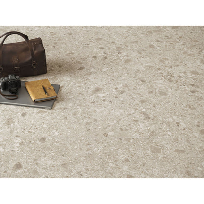 Boost Mix Ivory 60 x 60cm beige terrazzo-effect tile with speckled aggregate