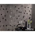 Geometric mosaic tile wall with interlocking gray and black triangular pieces boost smoke mosaico hex black 25 x 28.5cm