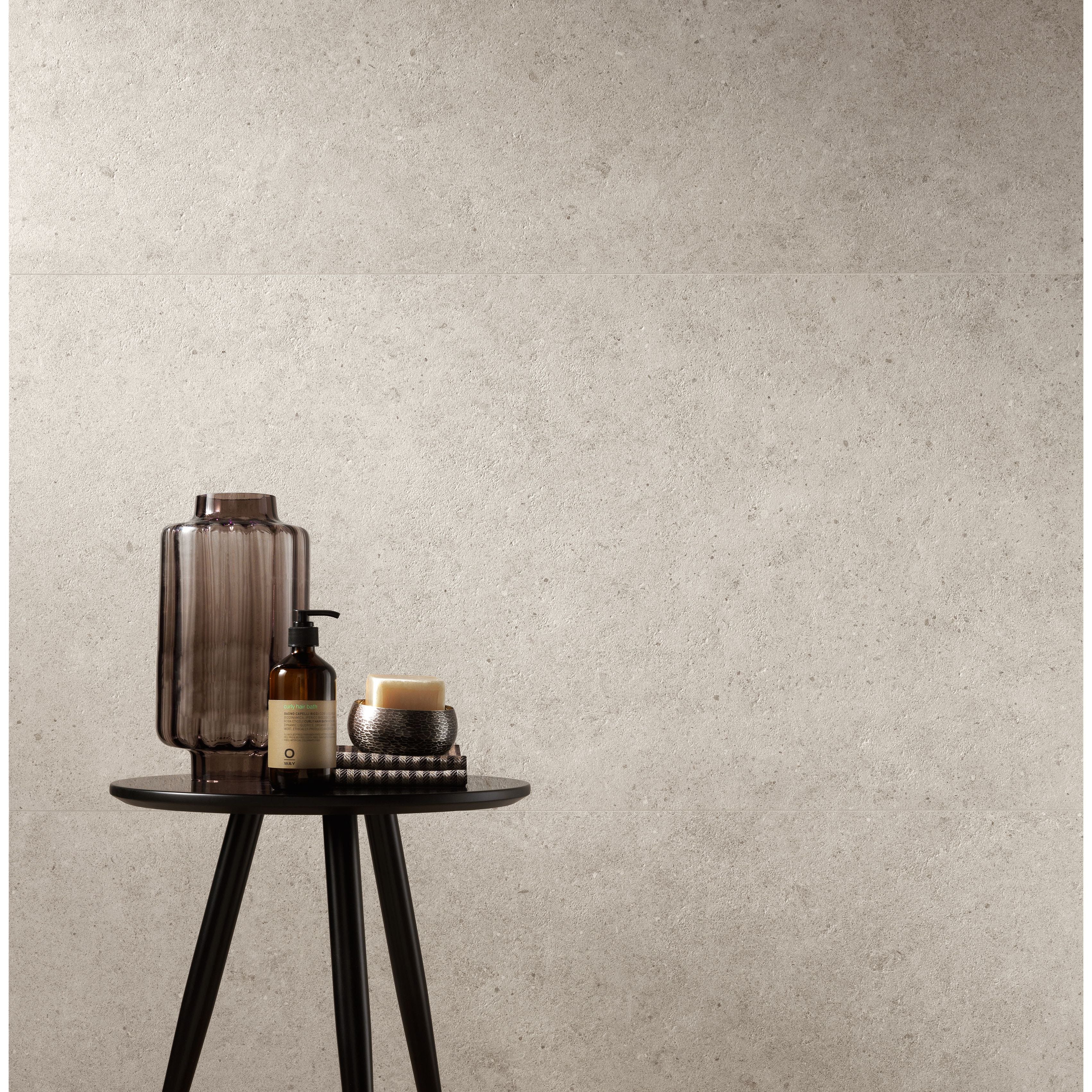 Boost Stone White beige textured stone-effect tile
