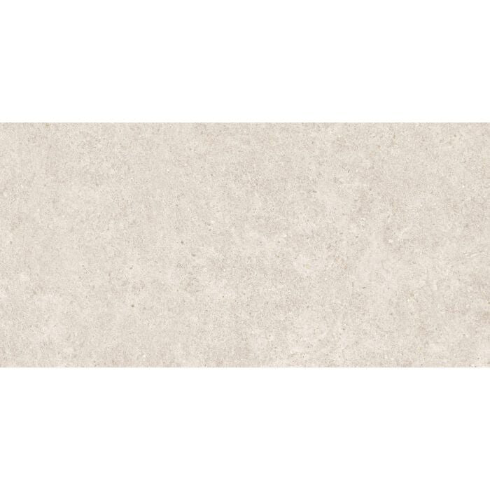 Beige textured ceramic tile with a subtle speckled finish boost stone white 60 x 120cm for flooring and walls