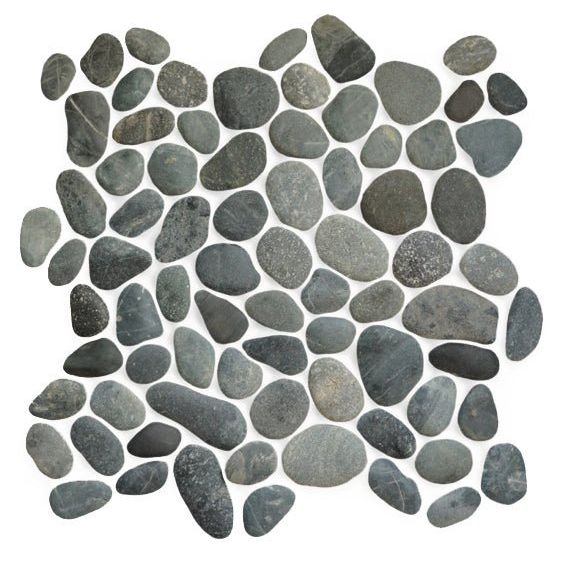 Gray river rock mosaic tile set bora bora pebble mosaic with natural stone texture for decorative surfaces