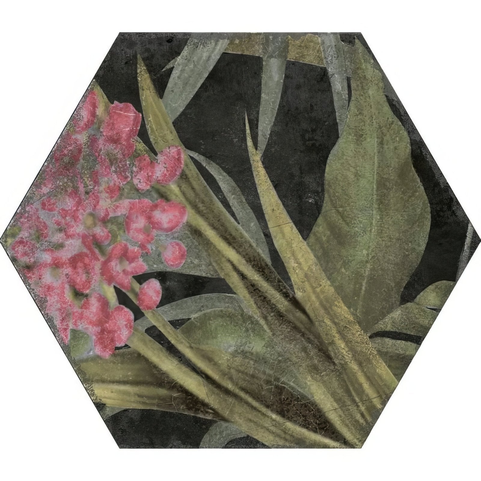 Botanical Hexagon Black Floral