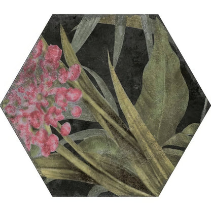Botanical Hexagon Black Floral
