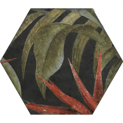 Botanical Hexagon Black Floral