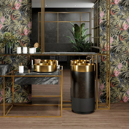 Botanical Hexagon Black Floral