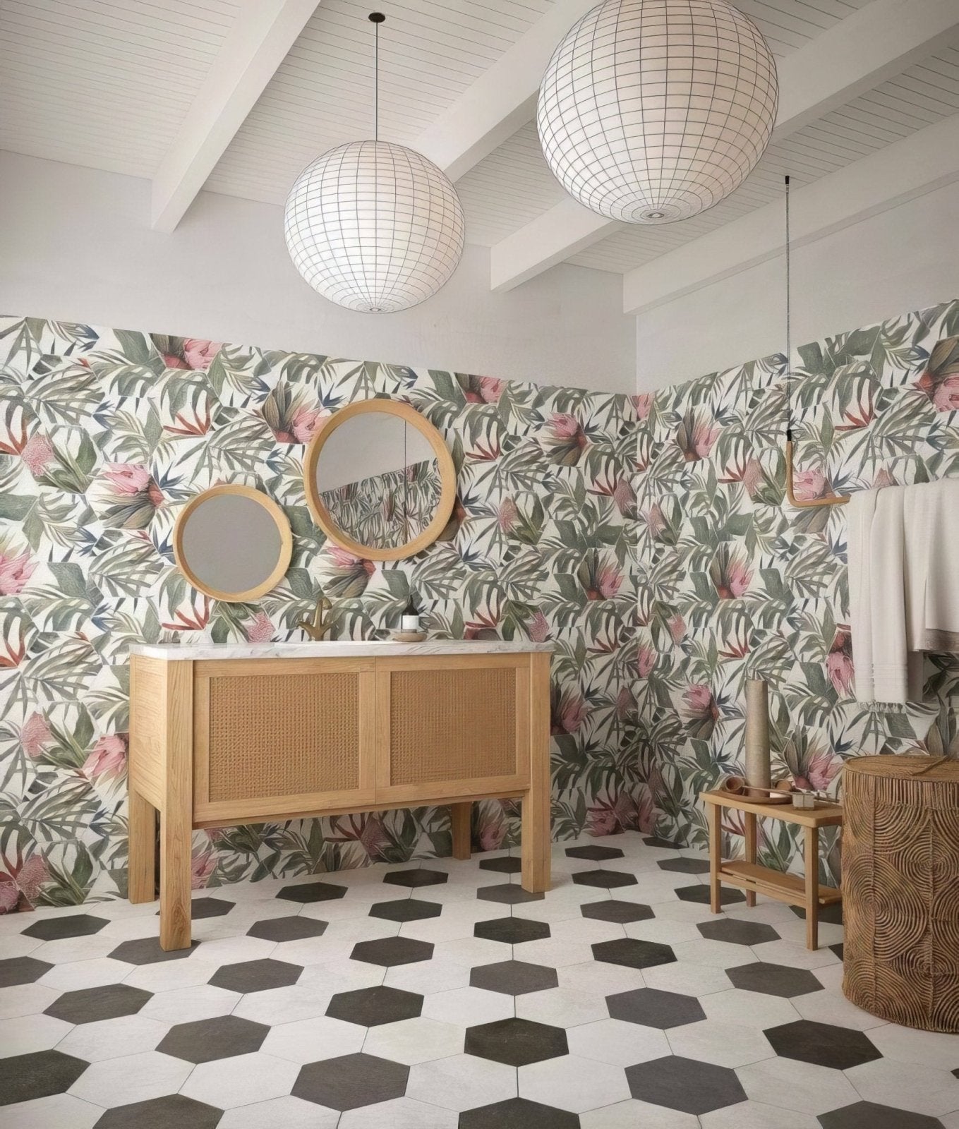 Botanical Hexagon White Floral