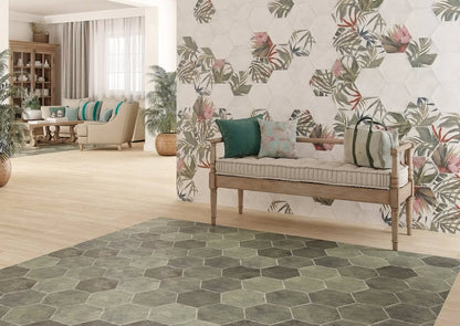 Botanical Hexagon White Floral