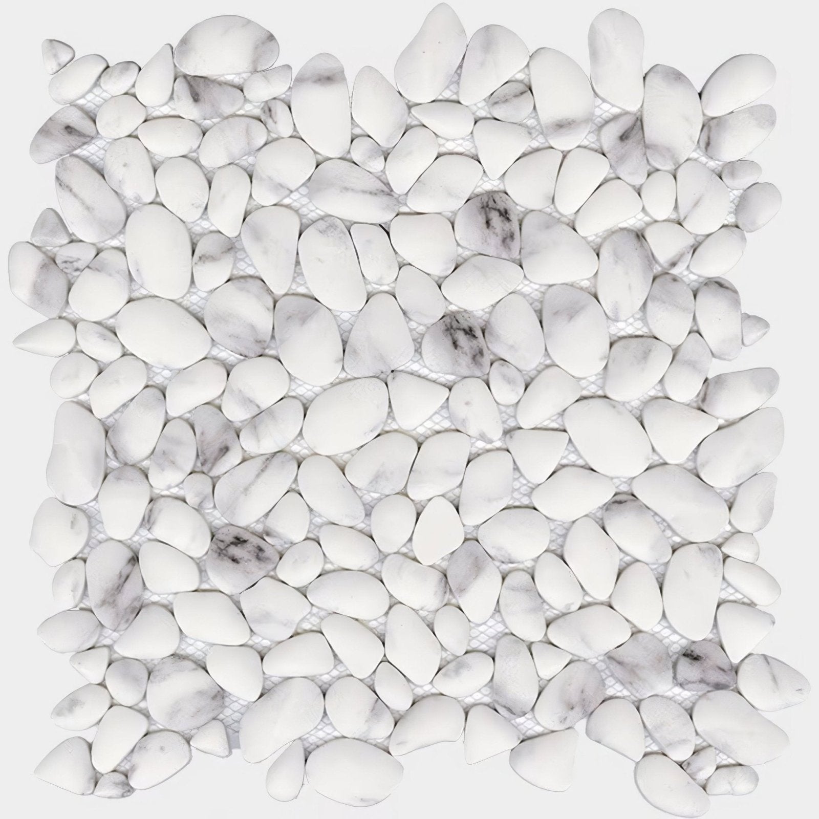 Boulder carrara mosaic white marble pebble mosaic tile with natural gray veining for decorative surfaces