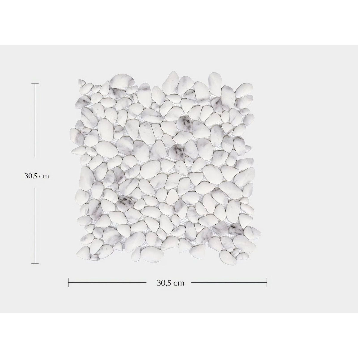White marble-effect pebble mosaic tile 30.5 cm square boulder carrara mosaic for decorative wall and floor use