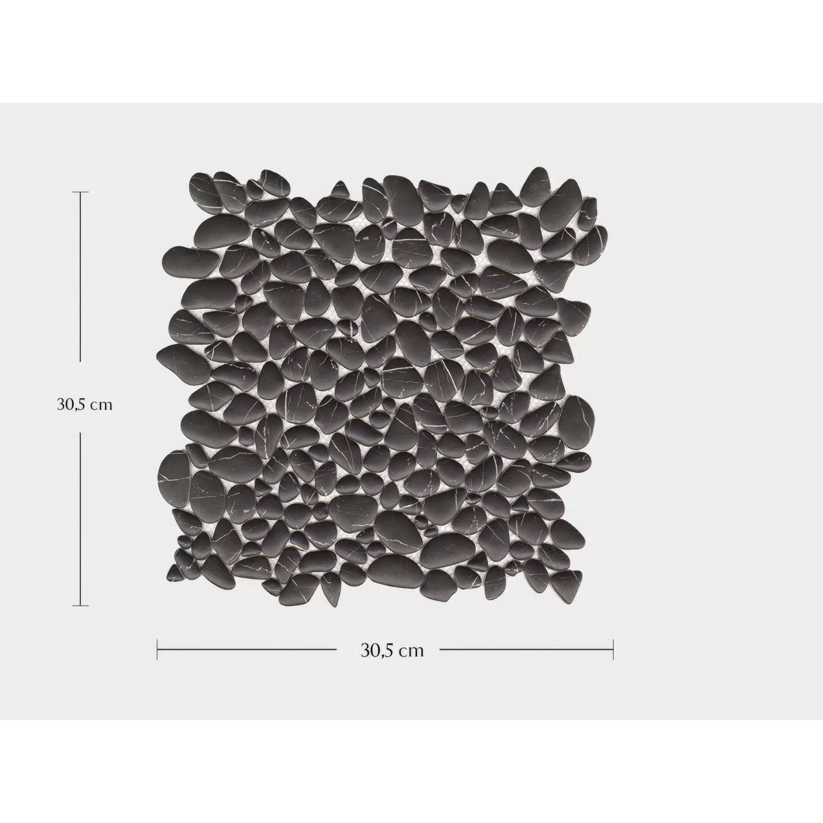 Black marble pebble mosaic tile boulder negro marquina with 30.5 cm square pieces for decorative surfaces