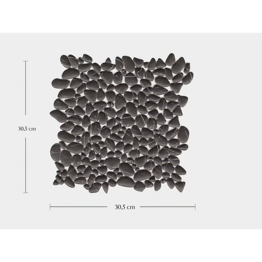 Black marble pebble mosaic tile boulder negro marquina with 30.5 cm square pieces for decorative surfaces