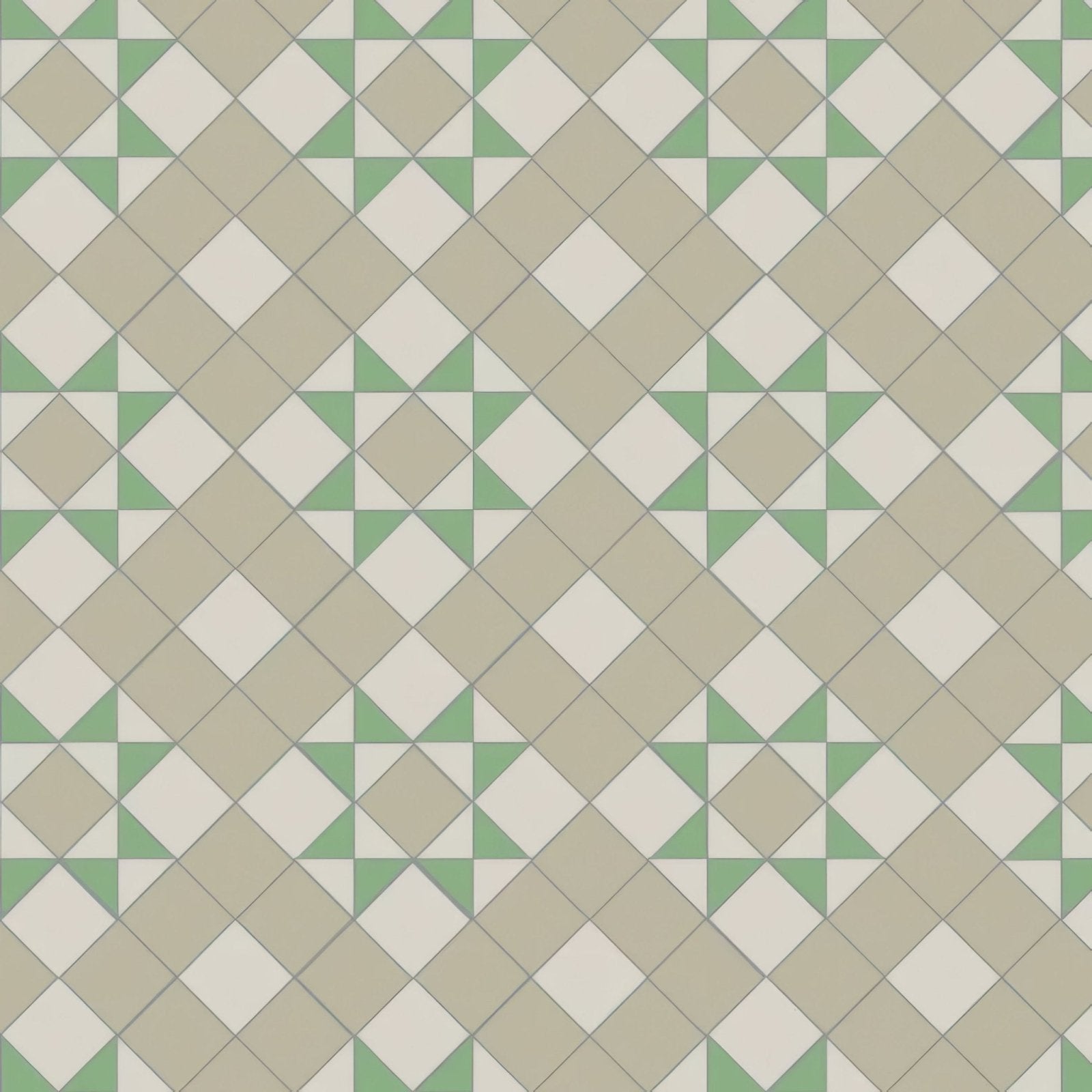 Braemar chester mews geometric patterned tile with repeating diamond design in dover white and spring green tones