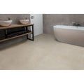 Beige concrete-effect bathroom floor tiles brera bloom 60 x 60cm with matte finish and subtle speckled texture